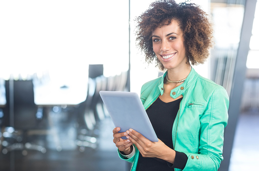 A girl with Tab in hand